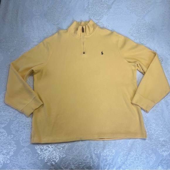Polo Ralph Lauren Quarter 1/4 Zip 100% Cotton Butter Yellow Pullover Size XL - Picture 4 of 11